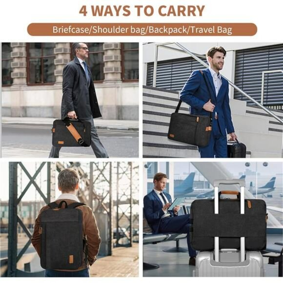 Convertible laptop backpack messenger briefcase computer bag travel work busines - Picture 2 of 7
